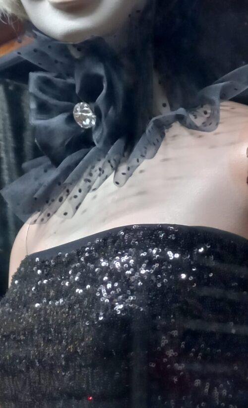 girocollo nero a pois - immagine 5