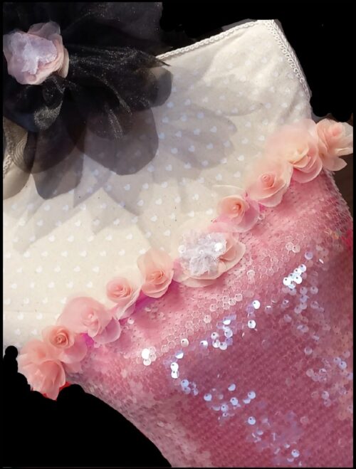 vestito paillettes rosa