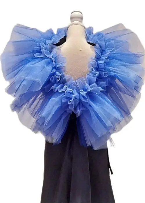 vestito blu e stola in sfumature di azzurro - immagine 12